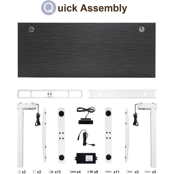 Sit Stand Desk, 46.25 H, White, Burnt Strand, Laminate Wood, Metal 24 W X